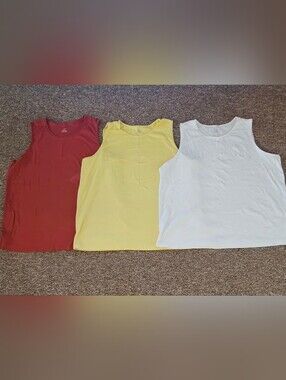 CJ Banks Sleeveless Tank Tops in Rust, Yellow & White